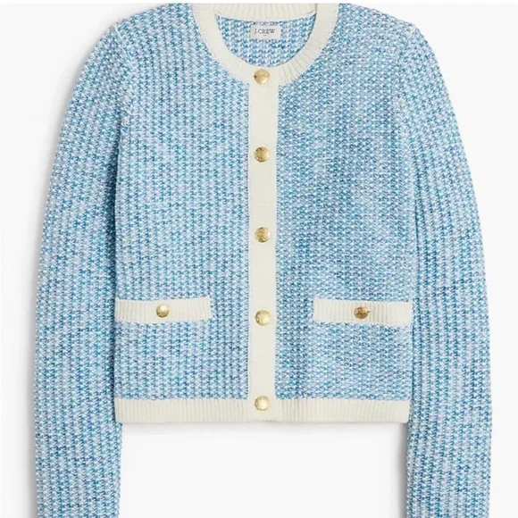 J.Crew Blue Popcorn Stich Lady Jacket Cardigan Sweater Size Small NWT - Picture 1 of 13